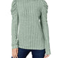 Basic Bae - Ribbed Mock Neck Top With Puff Sleeves