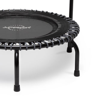 JumpSport 350 Series 39" Fitness Trampoline & Handle Bar Bundle, Adjustable Bungees, Stable No-Tip Arched Legs, & 60 Day Streaming Trial