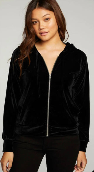 Chaser - Velvet Long Sleeve Zip Up Hoodie