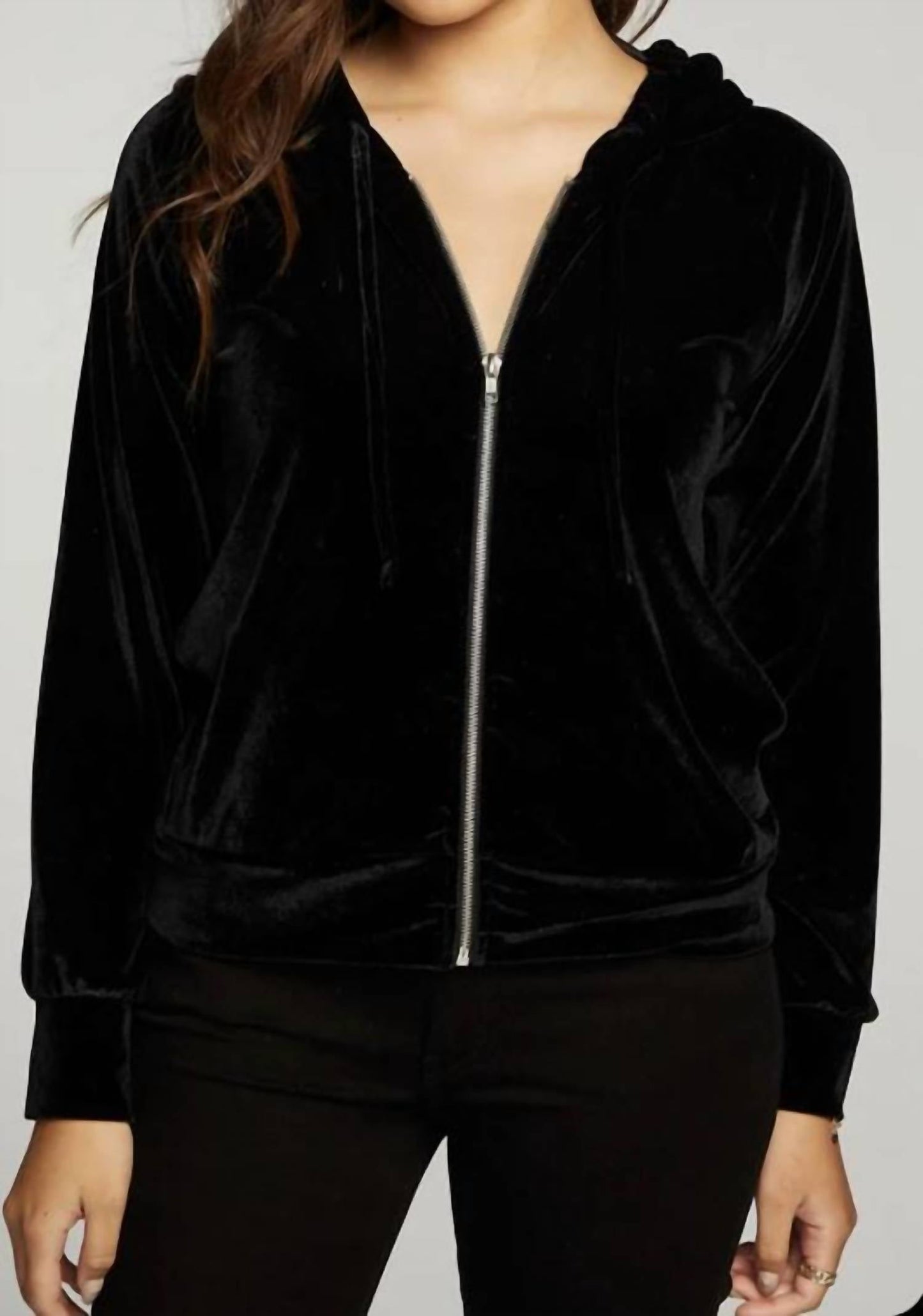 Chaser - Velvet Long Sleeve Zip Up Hoodie