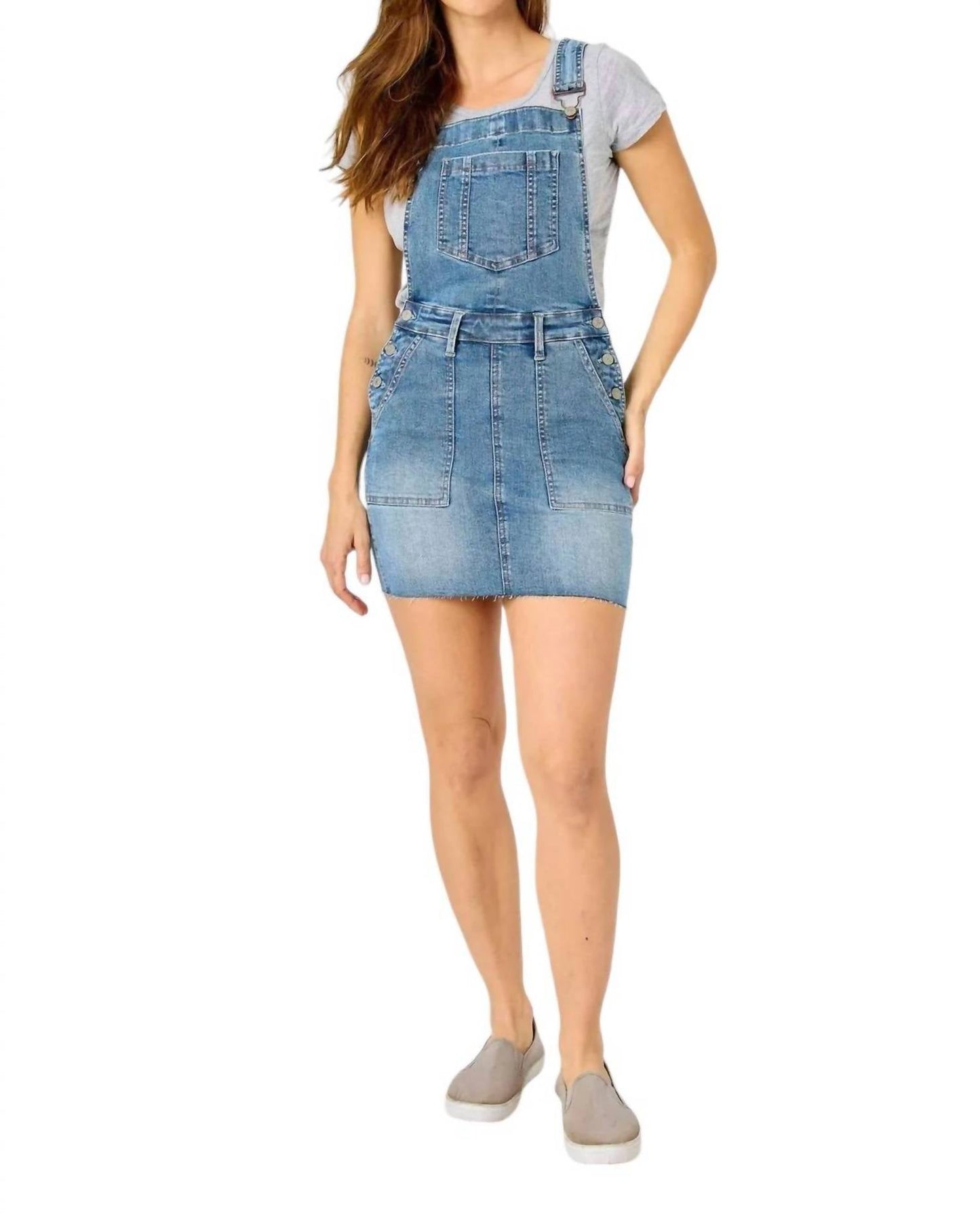Judy Blue - HIGH WAIST RAW HEM OVERALL DENIM SKIRT