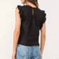 Another Love - Anelia Black Linen Petal Sleeve Top