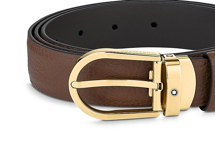 Montblanc Men's Horseshoe Buckle Belt Brown Size Regular