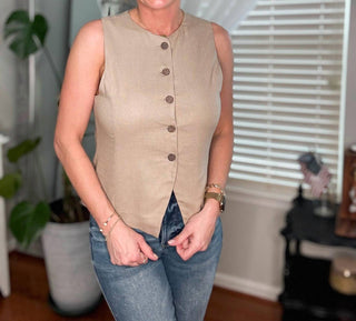 Zenana - Linen Button Vest