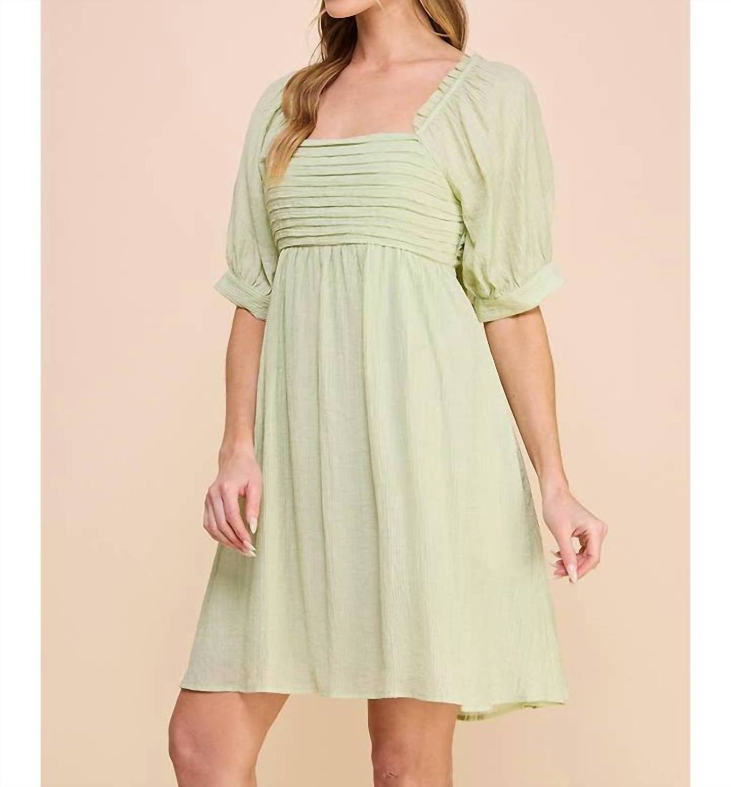 Allie Rose - Textured Puff Sleeve Babydoll Dress