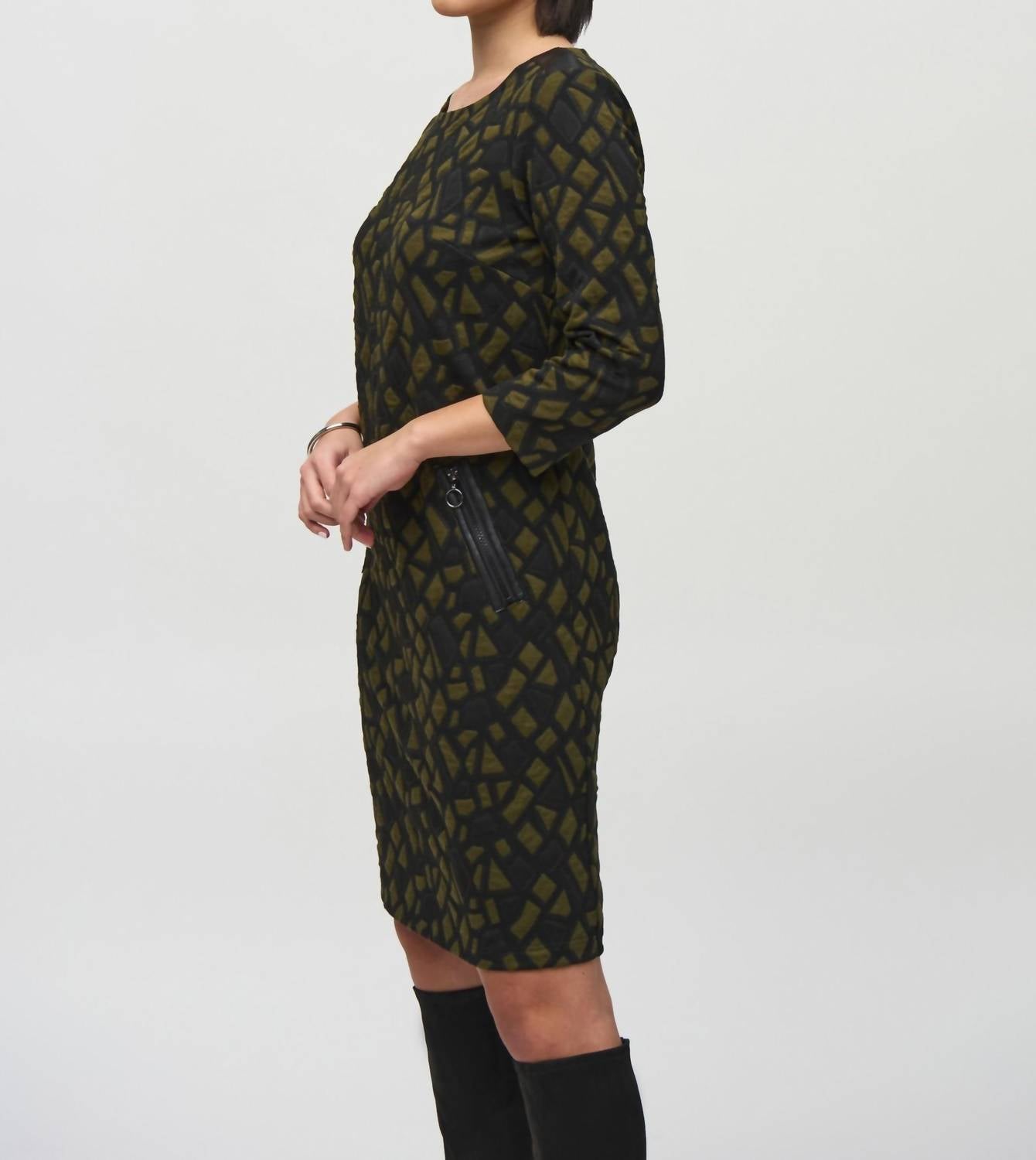 Joseph Ribkoff - Geometric Jacquard Shift Dress