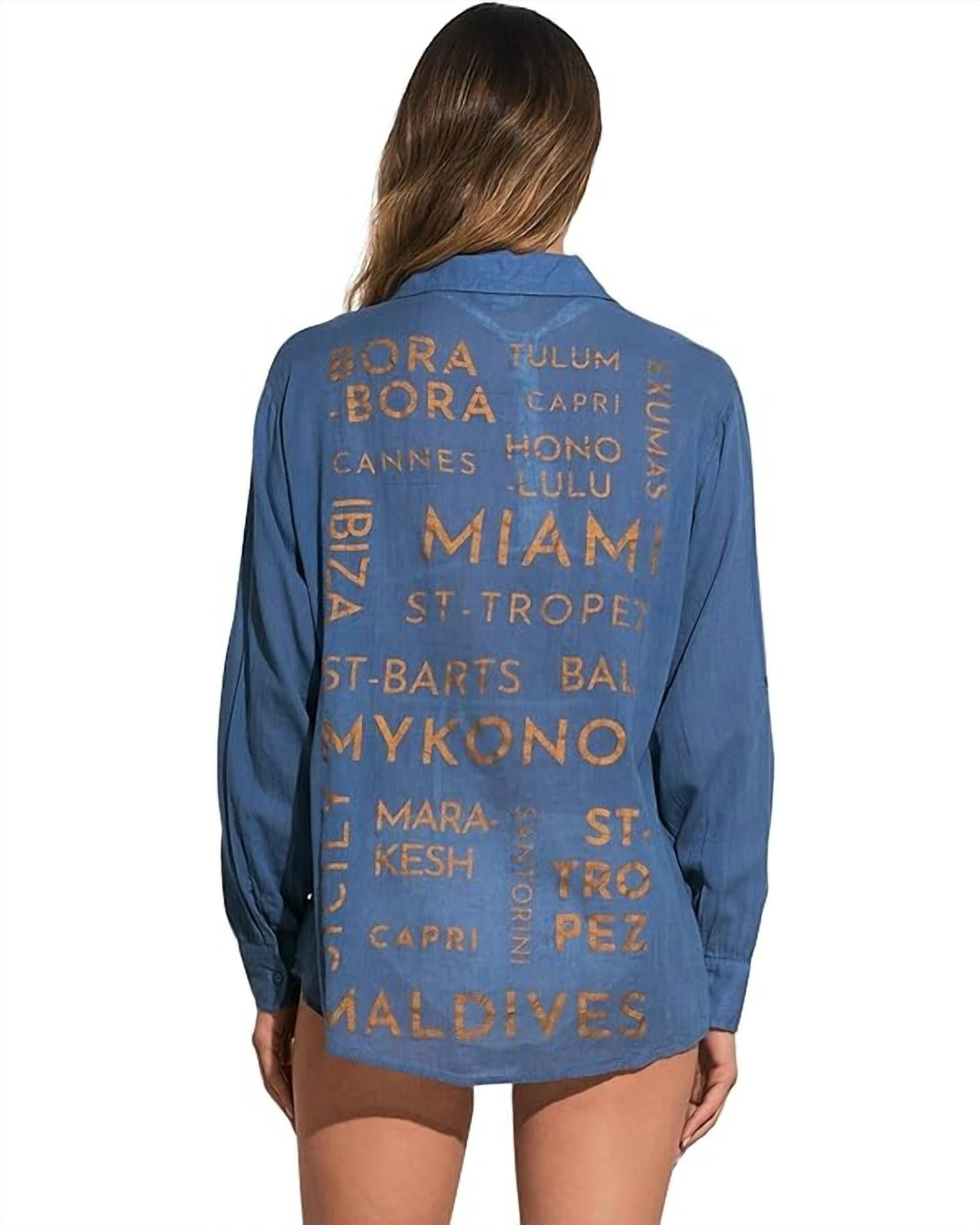 Elan - Button Down Graphic Cover Up