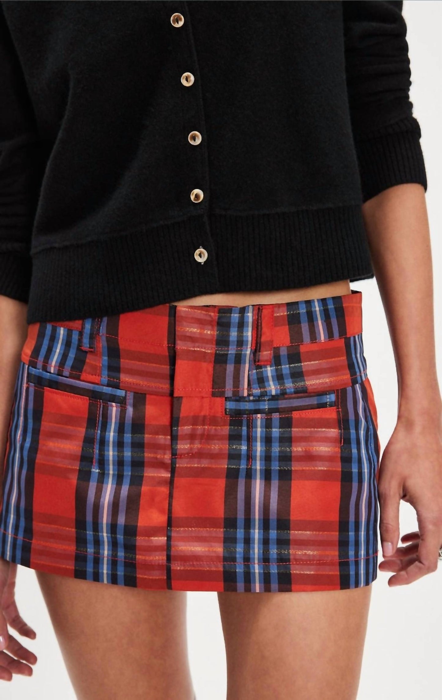 Free People - Mille-Fleurs Plaid Micro Skirt