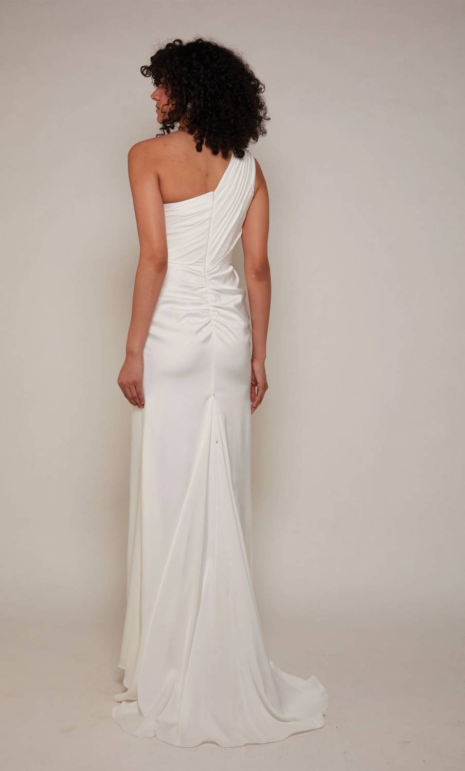 Alyce Paris - One Shoulder Neckline Slit A-line Dress