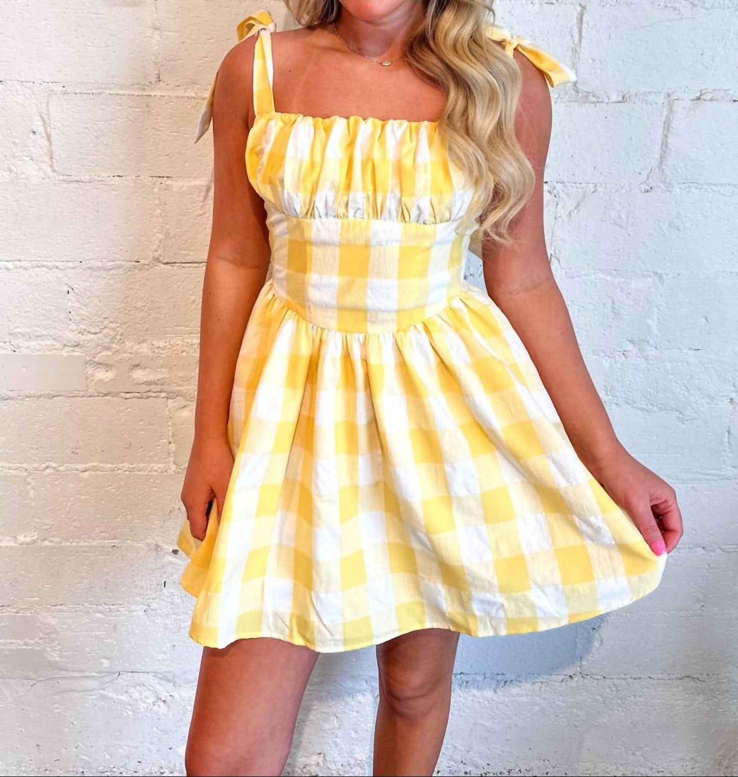 Day + Moon - Golden Gingham Dress