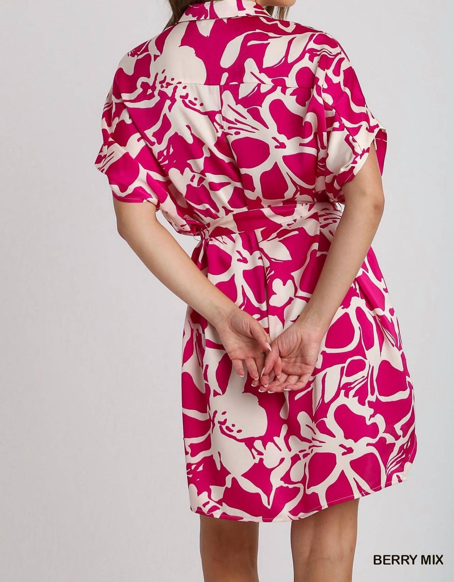 Umgee - Abstract Floral Print Button Down Dress