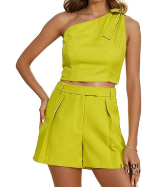 Milk & Honey - Paige One-shoulder Bow Detail Short Set