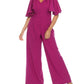 Joseph Ribkoff - Flutter Sleeves Wide Leg Jumpsuit