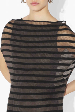 Jean Paul Gaultier - Nylon Long Dress With Viscose Mariniere Stripes