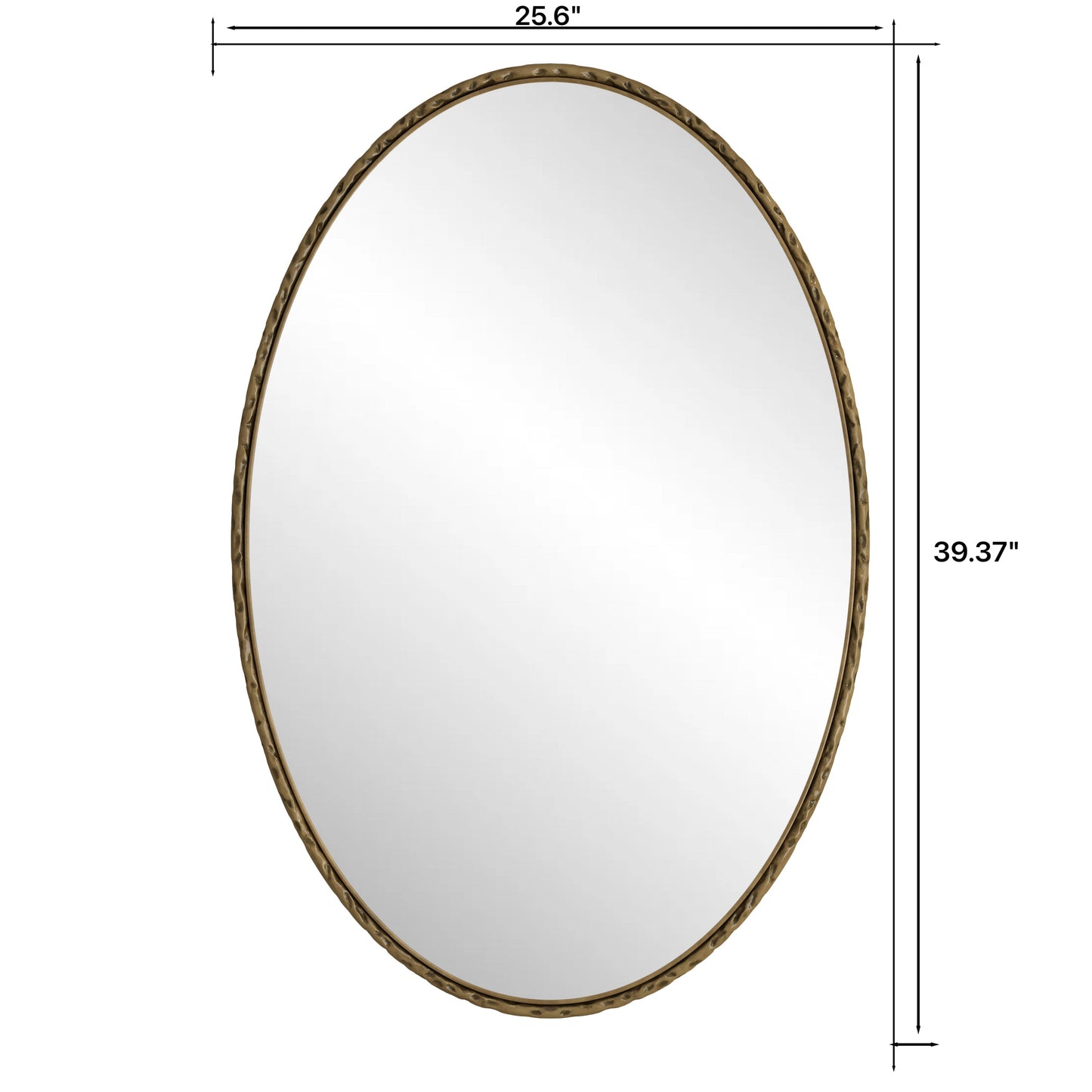 Iron Art Oval Retro Mirror in Gold with Antique Effect