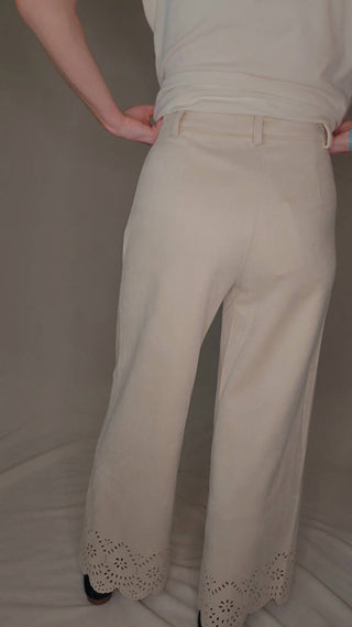 Allie Rose - Suede Laser Cut Wide Leg Pants
