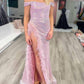 Vienna Prom - High Slit Feathers Off-the-shoulder Long Party Dress
