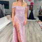 Vienna Prom - High Slit Feathers Off-the-shoulder Long Party Dress