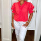&Merci - Matera Ruffle Trim Puff Sleeves Blouse