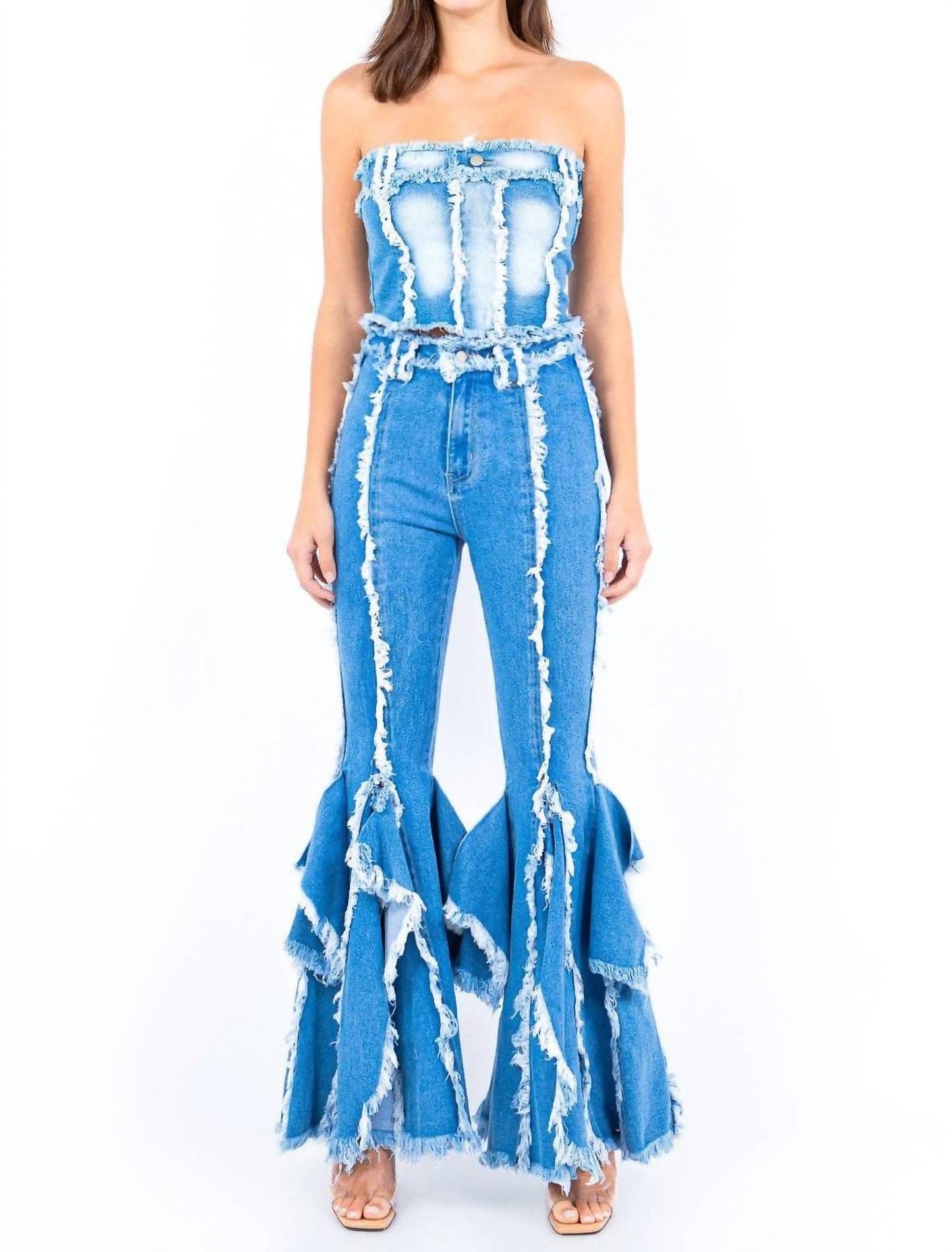 American Bazi - Frayed Edge Denim Corset Top