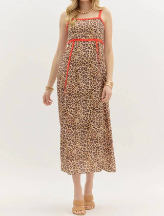 Entro - Leopard Sundress with Ric Rac Trim