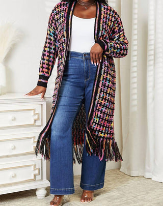 Angel Wings By Lucy - Full Size Open Front Fringe Hem Cardigan