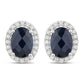 2.16 Carat Genuine Blue Sapphire and White Diamond 14K White Gold Earrings