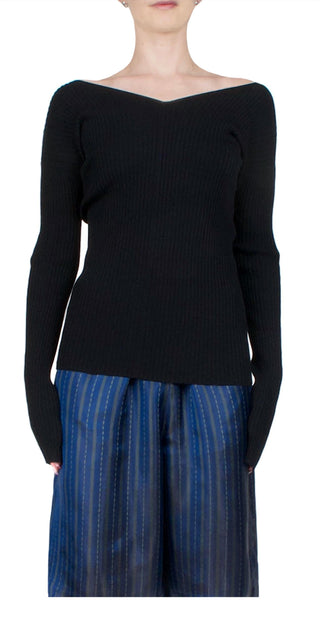 6397 - Women's Ribbed Double-v Top