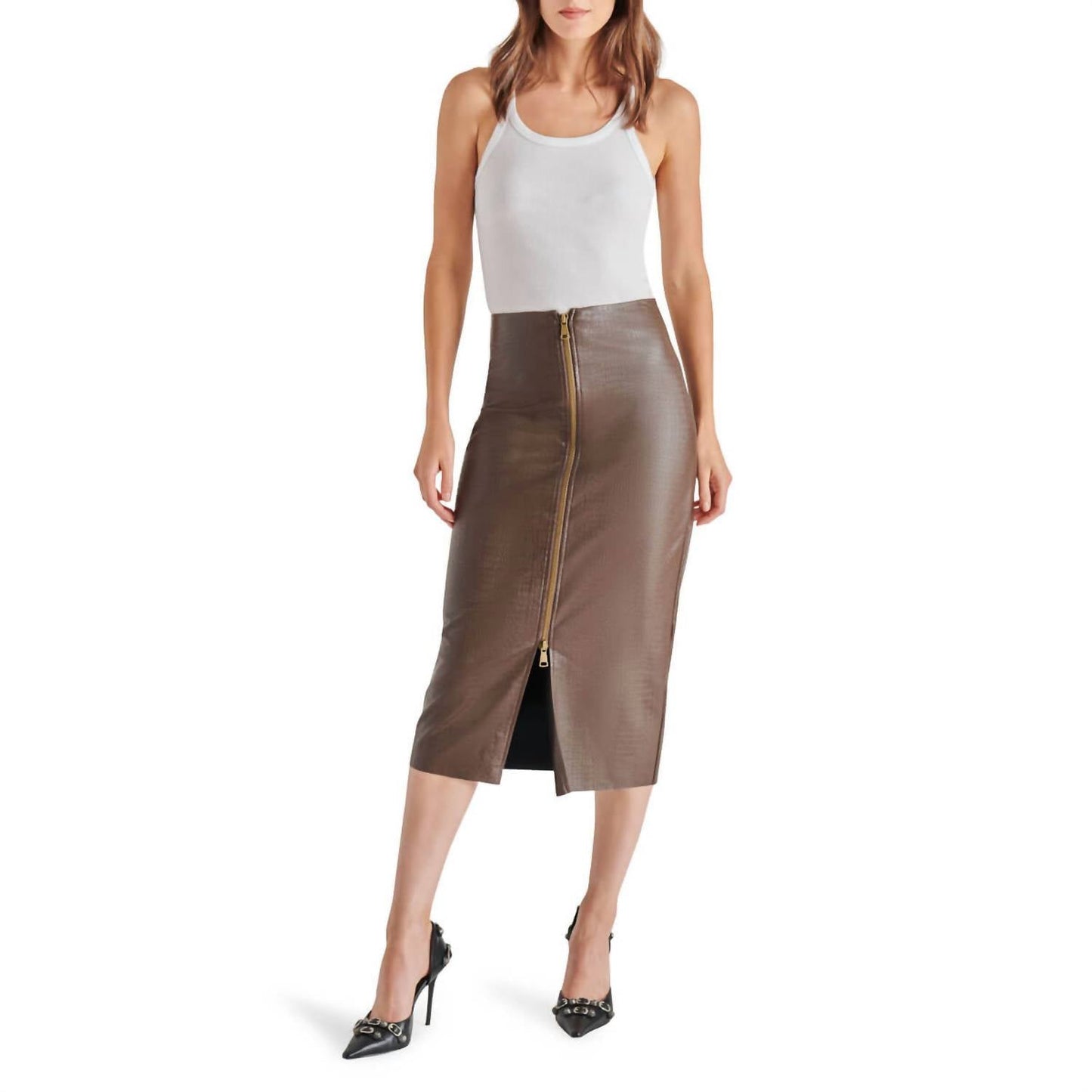Steve Madden - Hayes Faux Leather Midi Skirt
