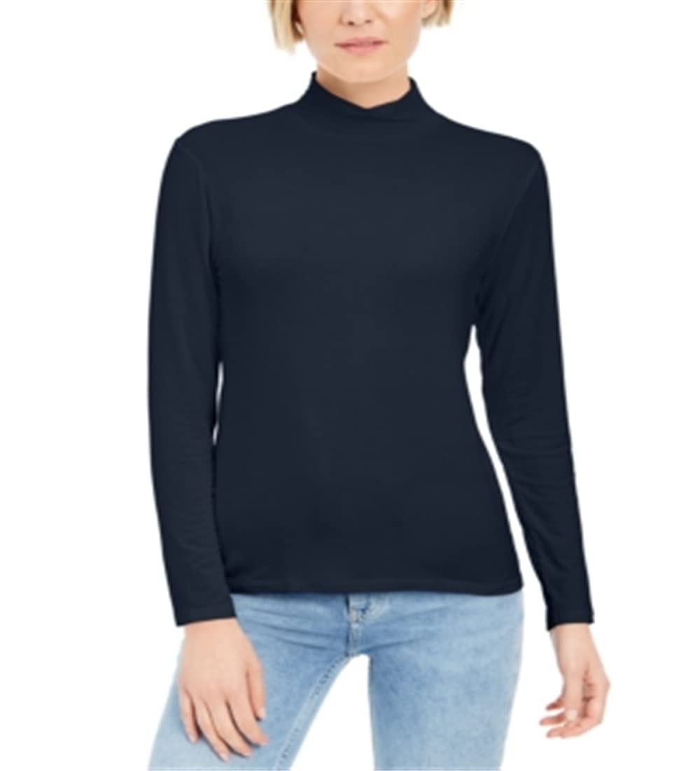 Style & Co Women's Mock Neck Top Blue Size PP