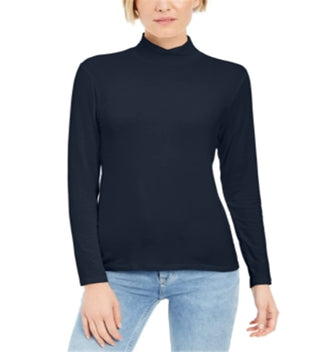 Style & Co Women's Mock Neck Top Blue Size PP