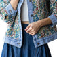 Veveret - Vintage Jacquard Ruffle Collar Denim Jacket