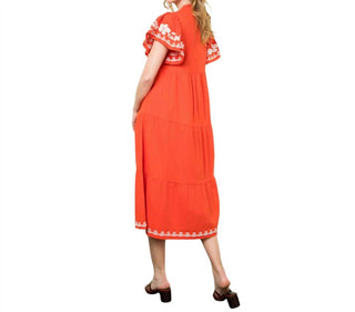 Thml - Flutter Sleeve Embroidered Dress