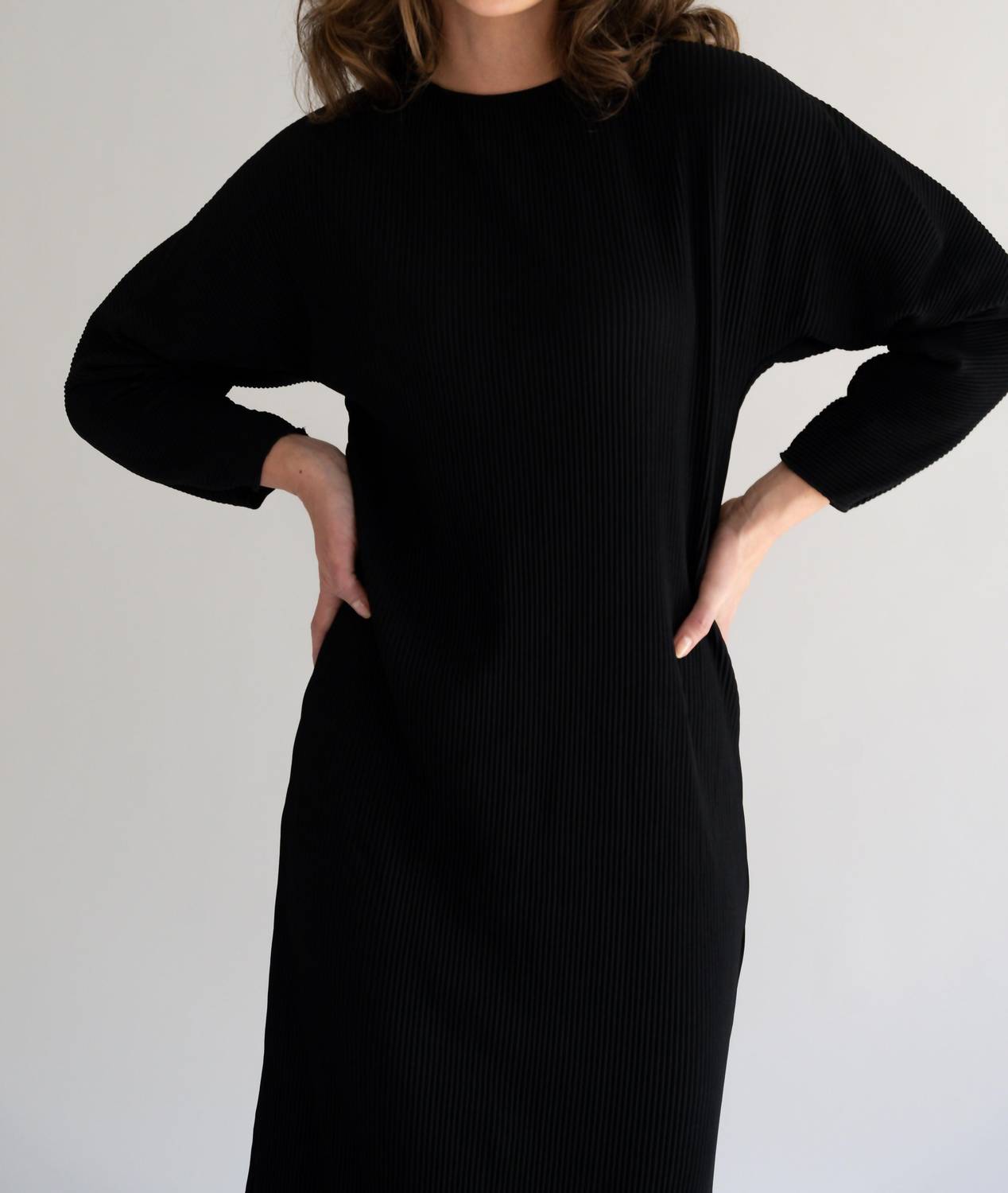 Mima Rosso - Micro Pleated Maxi Dolman Dress