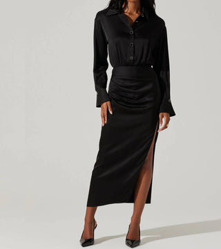 Astr - Satin Shirt Dress