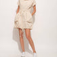 And The Why - Short Sleeve Drawstring Hooded Mini Dress