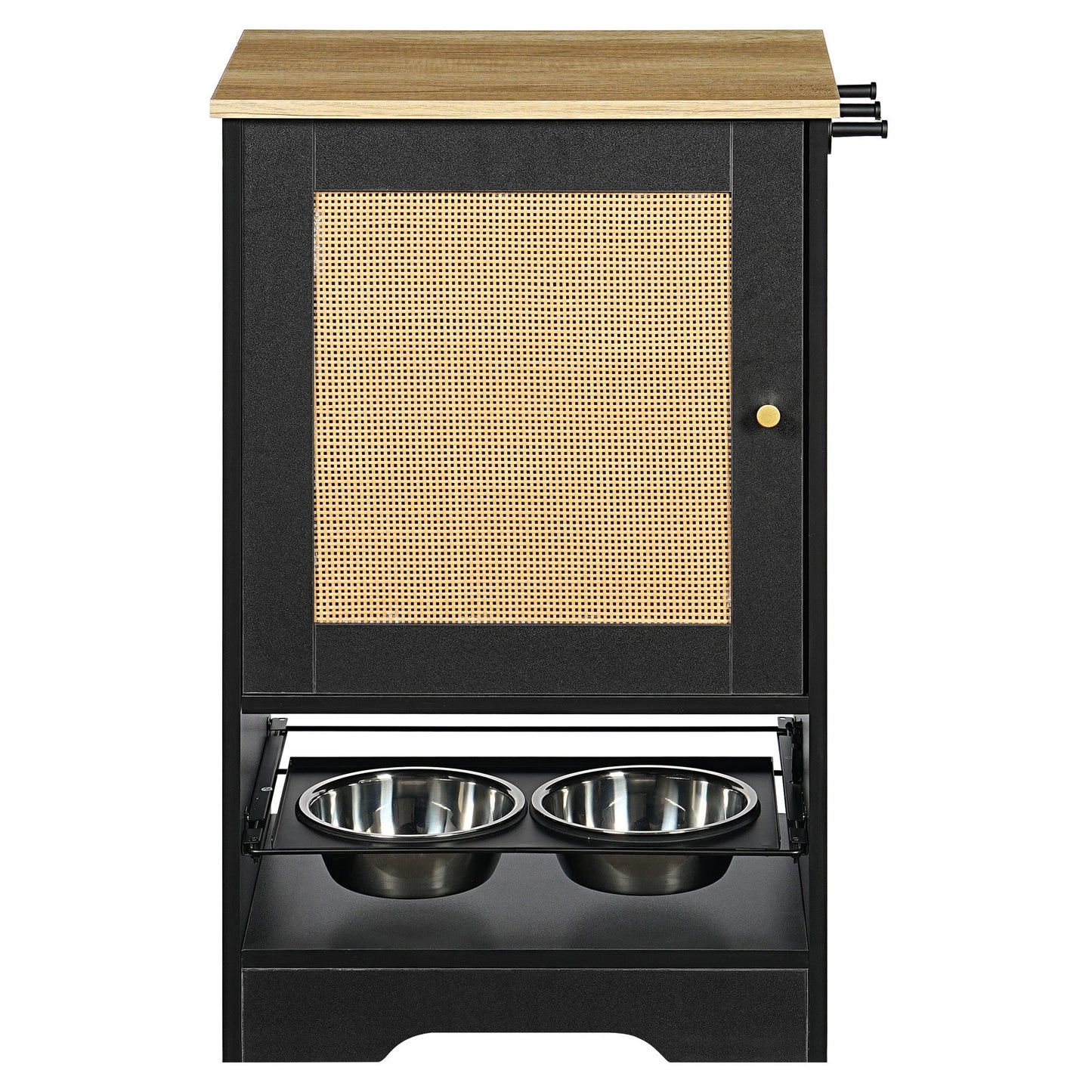 Feeding Station with 1 Storage Cabinet Black