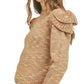 &Merci - Ruffled Shoulder Mix Knit Sweater