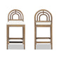 27" Upholstered Counter Stool Set of 2 with Arched Wood Back