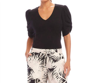 Karen Kane - Ribbed Twist Sleeve V-Neck Top