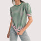 &Merci - Striped Pointelle Puff Sleeve Sweater