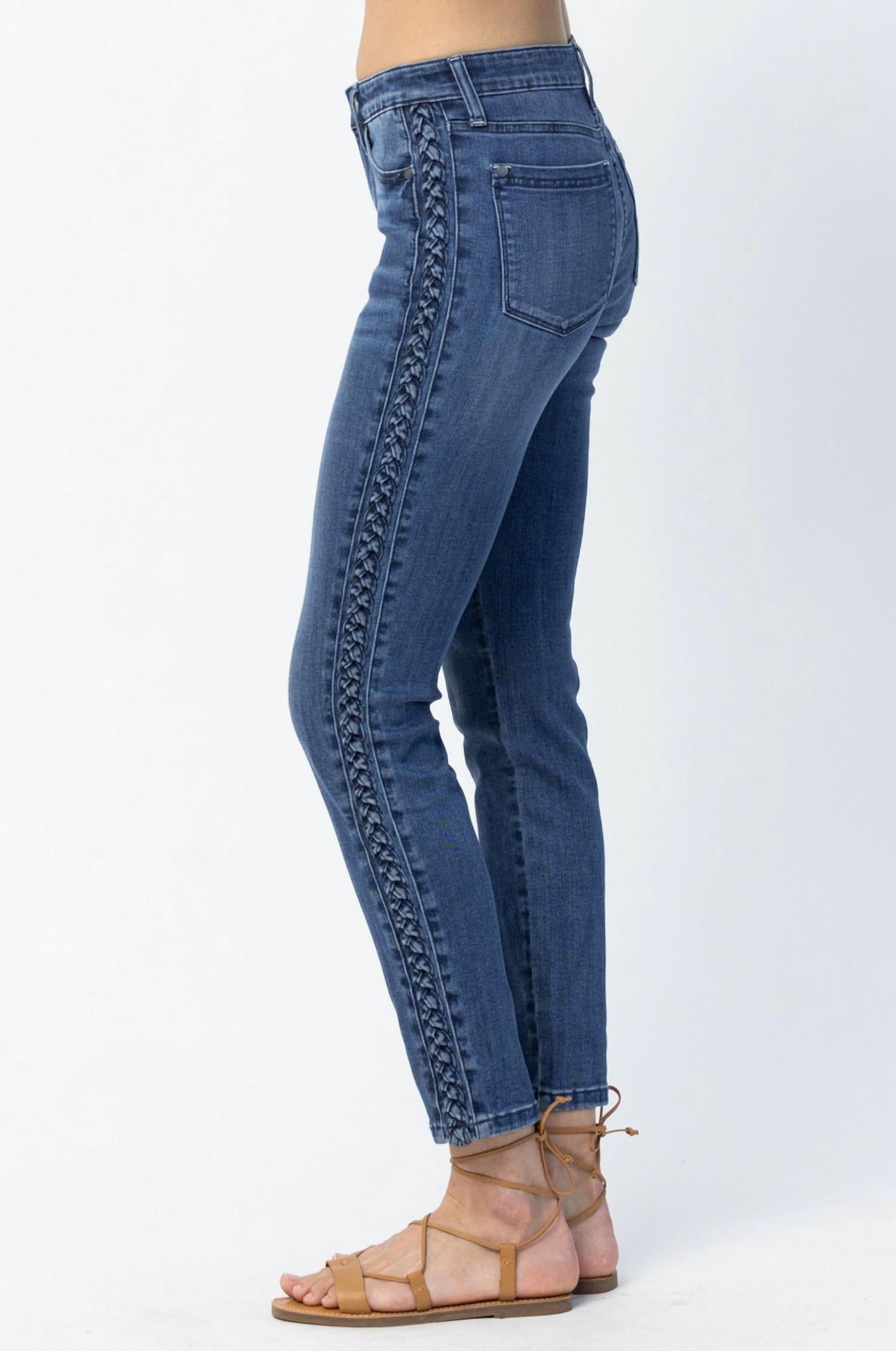 Judy Blue - Relaxed Fit With Side Braid Detail Jeans - Plus Sizes