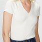 6397 - RIBBED MINI V NECK TEE