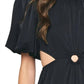 Entro - Sade Sides Cut-Outs Puff Sleeves Maxi Dress
