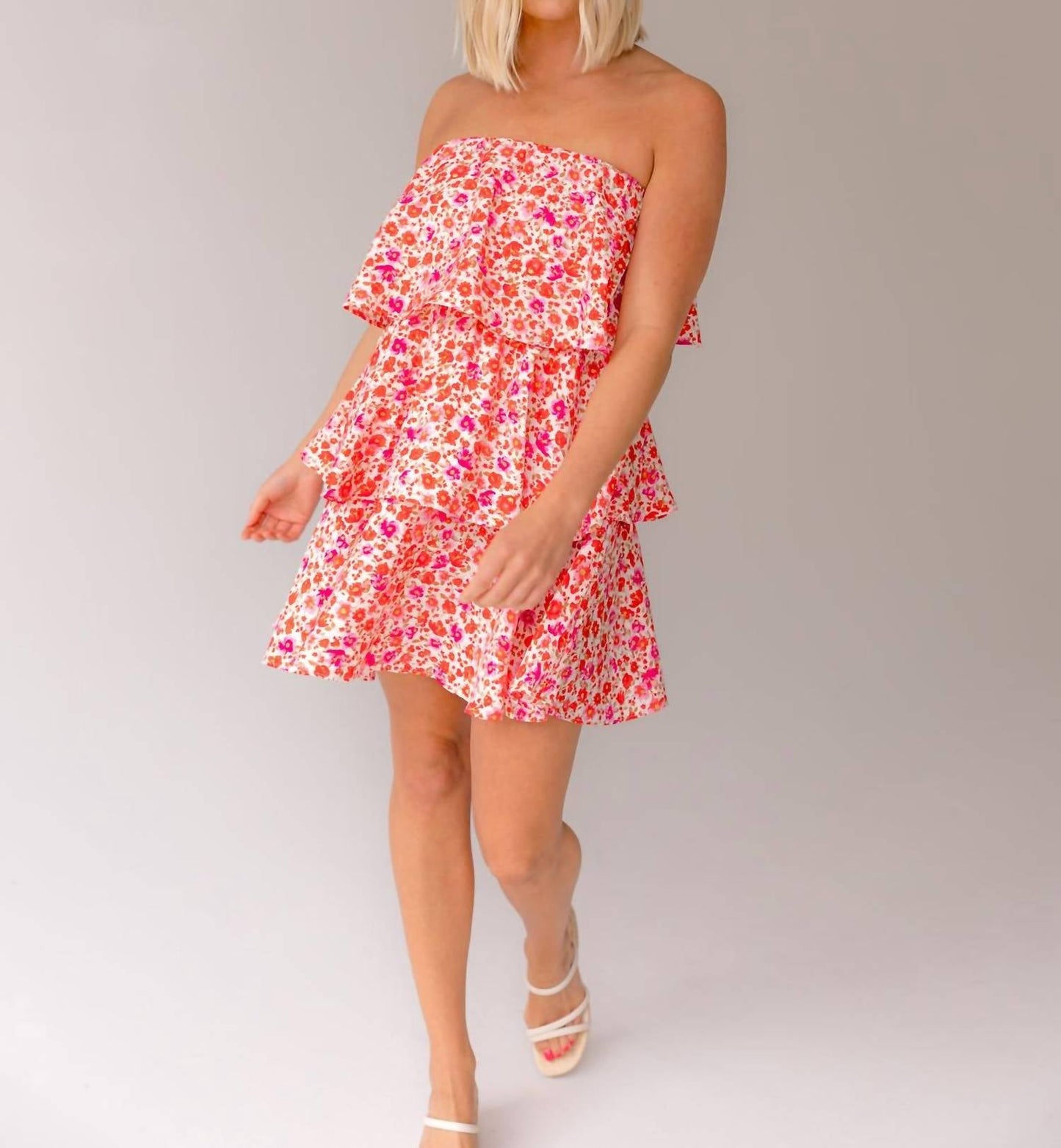 En Creme - Briella Ruffled Floral Mini Dress