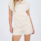 Blu Pepper - Washed Hooded Top & Shorts Set