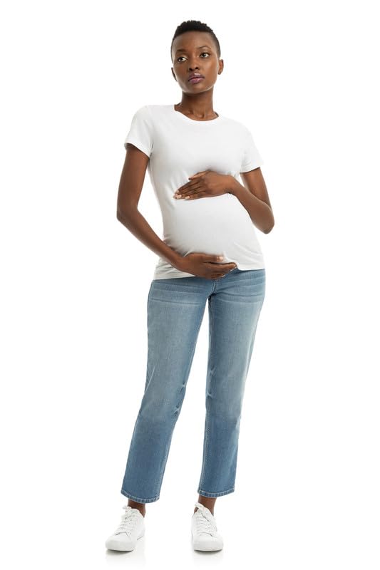 1822 Denim Kinsley Maternity Collection: Eco-Conscious 28-Inch Straight-Leg Jeans with Comfort Stretch Belly Band