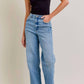 Hidden - Medium Wash Curved Seam Stretch Dad Jean