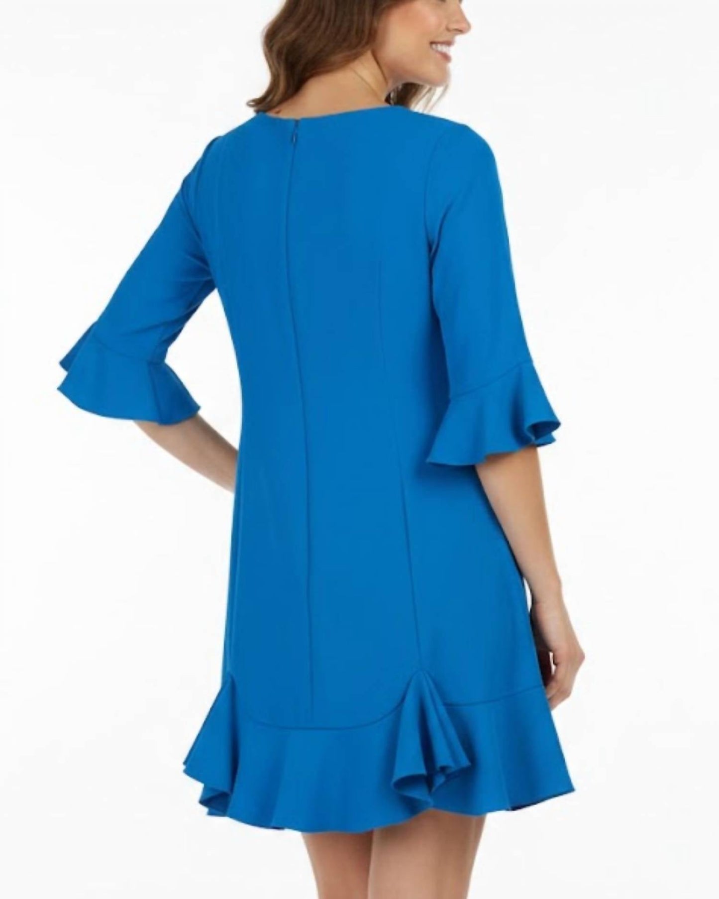 Adrianna Papell - Circular Flounce Sleeve Crepe Mini Dress