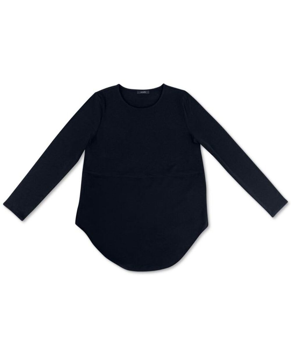 Alfani Womens Blouse Deep Long Sleeve Curved Hem Black XXL